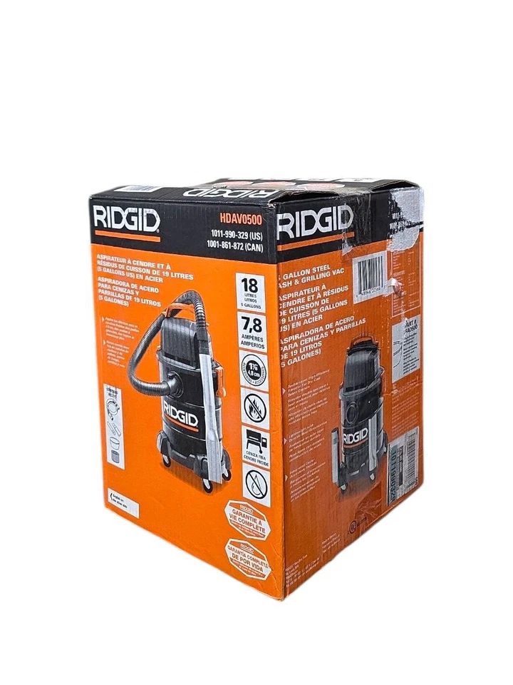 RIDGID 5 加仑 Cool/Dry Ash 便携式商店吸尘器 HDAV0500 带精细除尘器 — 第 2/4 张图片