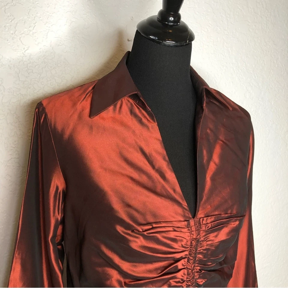David Meister Rojo Bronce Metálico Formal Top/Chaqueta Talla 10 Foto 3 de 4