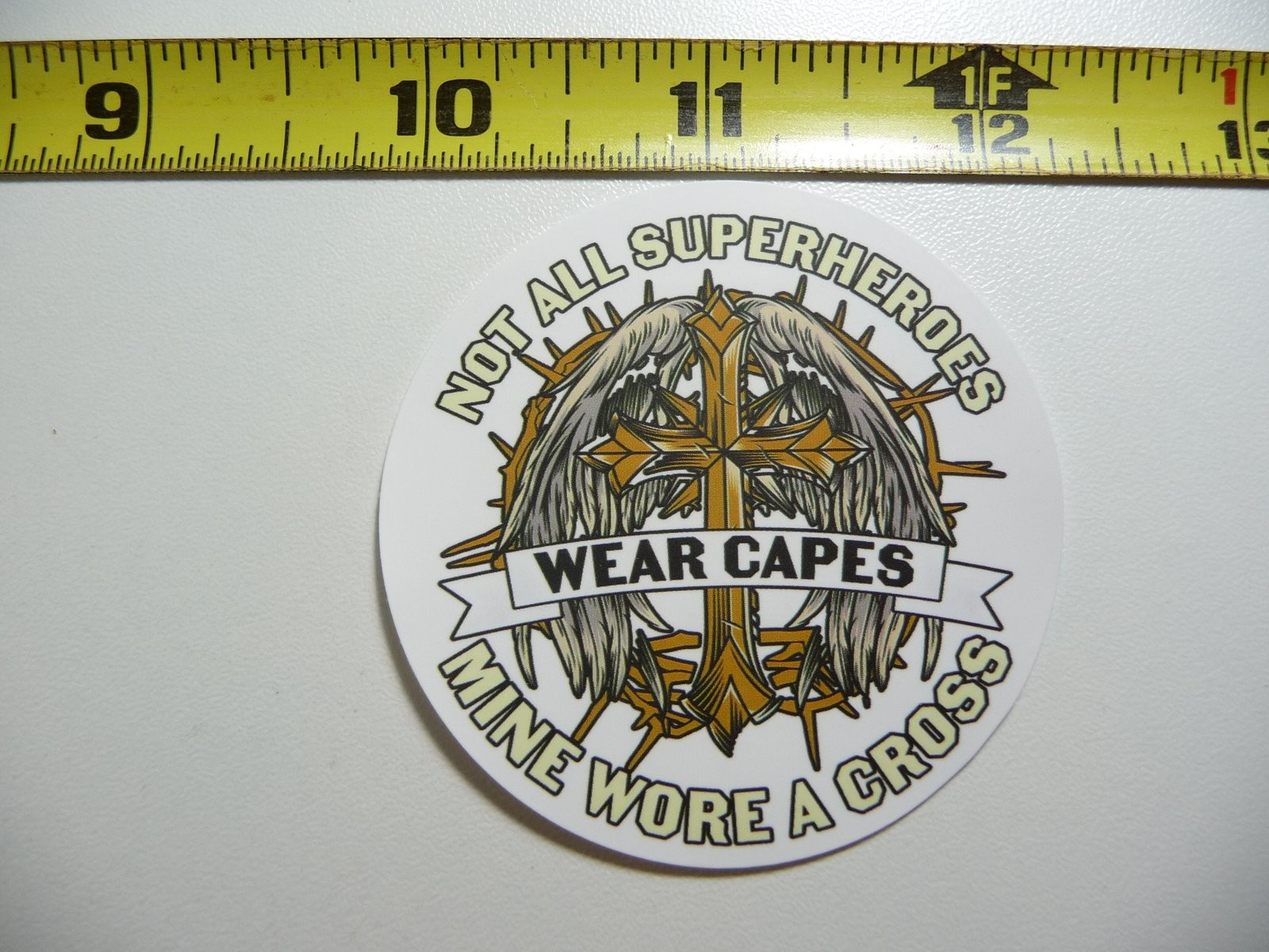 Christian Superhero Cross Decal Sticker for Faith and God