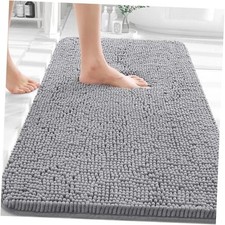 Bathroom Rugs 30x20, Extra Soft Absorbent Chenille Bath Rugs, 30" x 20" Grey