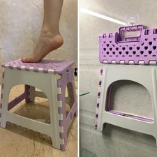 Foldable Shower Stool for Shaving Legs Purple Pedicure Foot Rest Small Corner