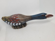 Vintage Hand Carved Painted Wood Duck Brush