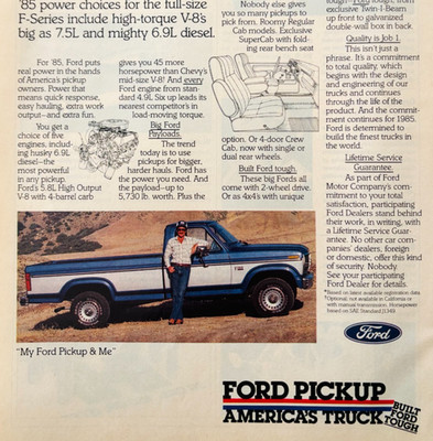1985 Ford Pickup Trucks F150 Advertisement Vintage Automobilia America DWU17F