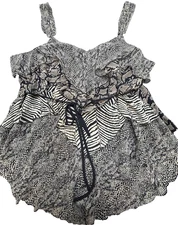 Fairycore Whimsigoth Zebra Cheetah Graphic Prints Layered Blouse Womens Sz 3X