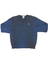Lacoste Sweater Mens Size 6 Large Blue Classic V Neck Cotton Pullover Preppy