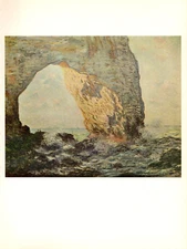 1960 Vintage MONET "THE CLIFF AT ETRETAT, LA MANNEPORTE" COLOR offset Lithograph