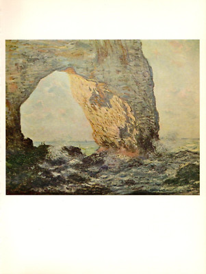 1960 Vintage MONET ''THE CLIFF AT ETRETAT, LA MANNEPORTE'' COLOR offset Lithograph