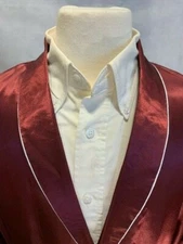 Mens Silk Satin Robe -Burgundy White Piping  ''  5 Day Delivery - USA Seller ''