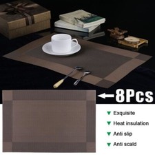 8 PCS Set de Table en PVC Isolation Thermique Anti-tache de Table brun