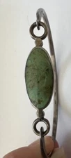 Vintage BOMA Southwestern Sterling Silver Turquoise Bangle BRACELET Signed Hook