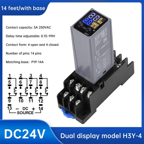Relé de tiempo digital ajustable relé de retardo de tiempo de ciclo + base DC12V 24V AC220V - Imagen 29 de 30