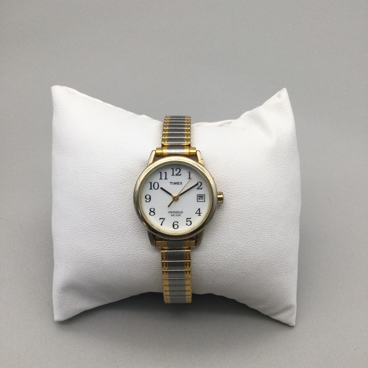 Timex Watch Women Indiglo 25mm Silver Gold Two Tone Stretch  display picture 3