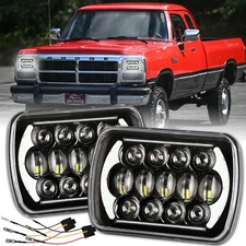 For Dodge Ram W250 D350 Ramcharger 2PCS 7x6" 5x7" LED Headlights DRL Turn Signal