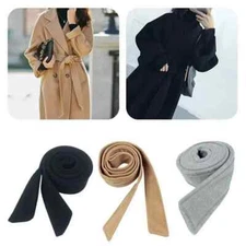 Faux Wool Belt for Trench Coat Overcoat Jacket Woolen Sash Tie+Belt Buckle 175cm