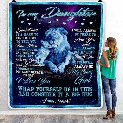 Personalized To My Daughter Blanket from Dad Lion Birthday Custom Fleece Blanket - Picture 2 of 4
