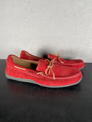 Geox Respira Mens Red Suede Loafers Size US 8 EU 41 Leather Lace