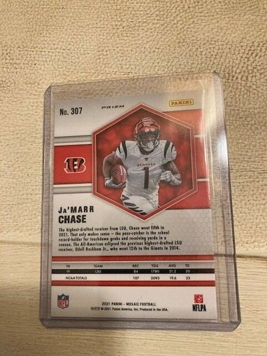 2021 Mosaic Football JaMarr Chase rosa mimetico prizm SP rc rookie card #307 - Foto 2 di 2