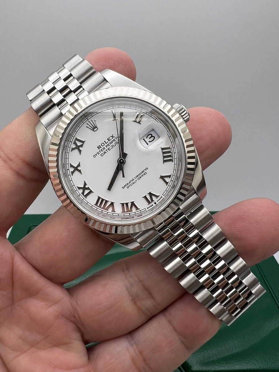 Rolex Datejust 126334 41mm 18K Fluted Bezel White Roman