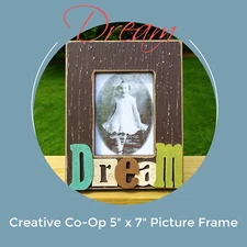 New Creative Co-Op Modern Rustic Style 3D "DREAM" Picture Frame For 5"x 7" Photo