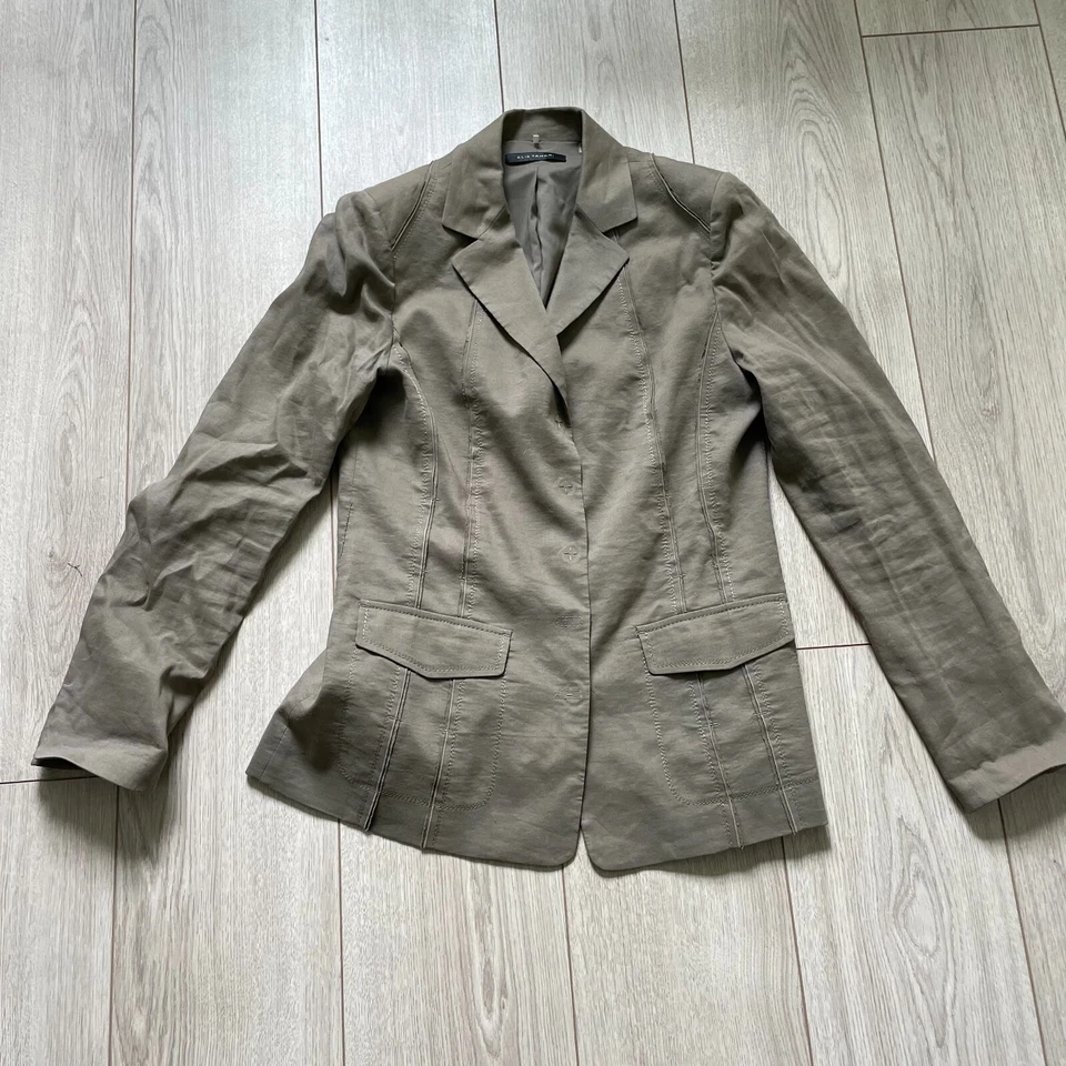 Blazer Chaqueta Elie Tahari Bolsillos con Solapa Muesca Mangas Largas Tostado Talla 10 Foto 2 de 4