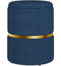 Round Ottoman Pouffe Storage Footstool with Cushioned Top Hidden Space