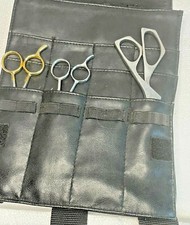 WELLA LEATHER HAIRDRESSER BAG 3 HAIR CUTTING SCISSORS