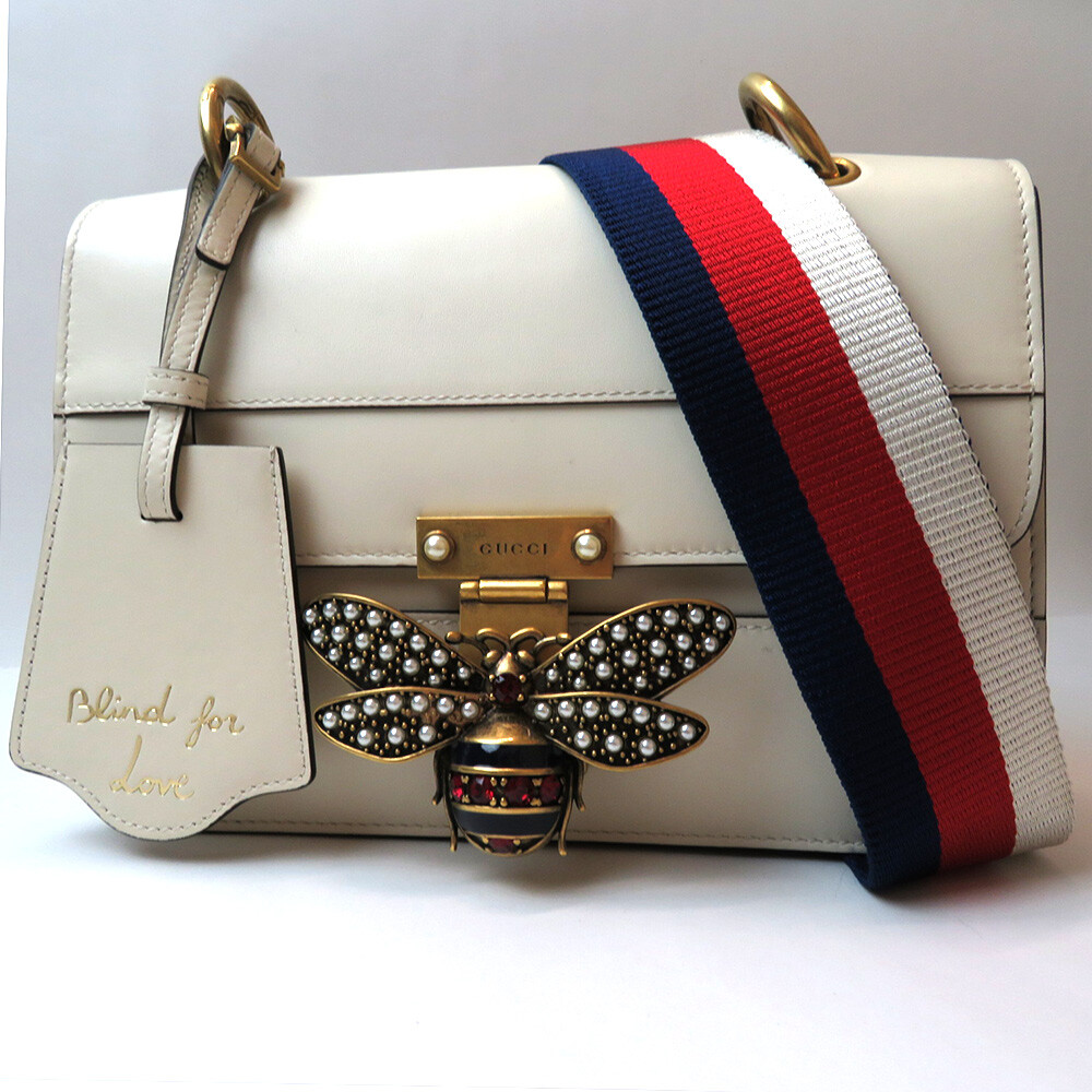 GUCCI Shoulder Bag Queen Margaret Bee Ivory Red Navy Blue GUCCI Shoulder Bag Queen Margaret Bee Ivory Red Navy Blue