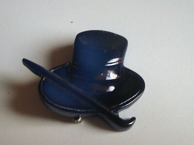 Brosche HUT blau nuanciert neu