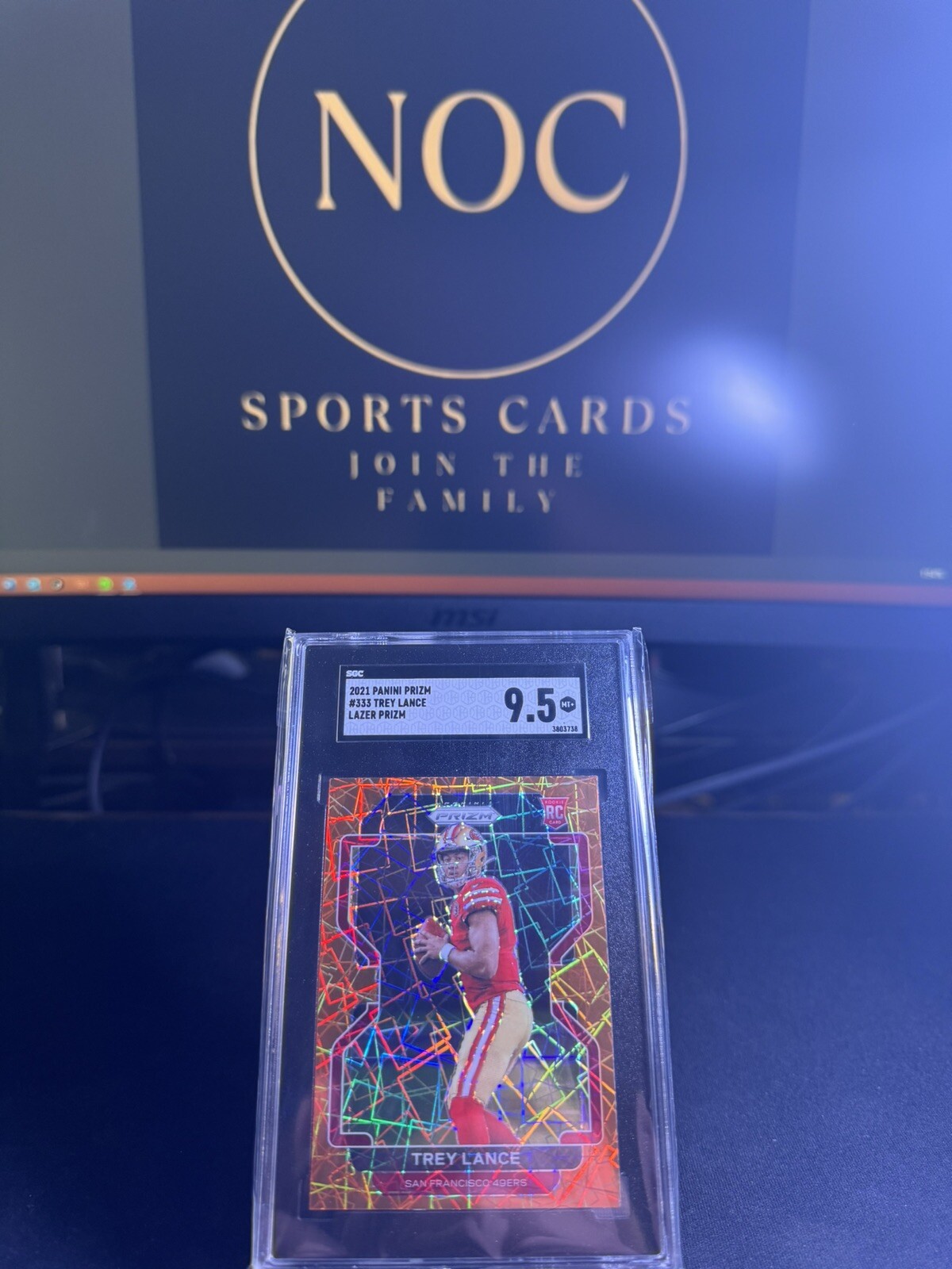 Trey Lance 2021 Panini Orange Lazer Prizm 49ers RC Rookie Card #333 SGC 9.5 MINT