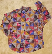 Beautiful Vintage Men's 80s 90s Shirt.Amazing Vivid Colors.Luxurious Soft Rayon.