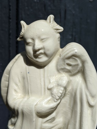 Antique Chinese Blanc De Chine Porcelain Boy Figurine, Auspicious Taoism Meaning - Picture 3 of 11