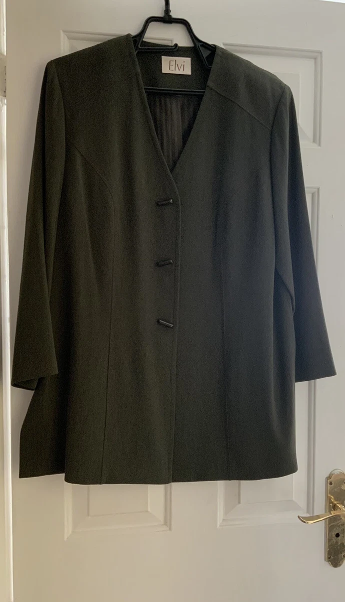 ELVI LADIES CLASSIC TWO PIECE SUIT JACKET SKIRT LINED UK SIZE
