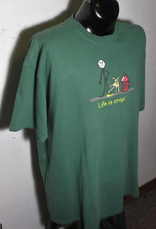 LIFE is CRAP Green Short Sleeve T-Shirt Size XXL - Image 3 of 4