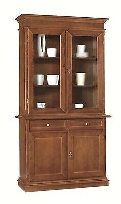 MOBILE CREDENZA LEGNO 2 ANTE CON VETRINA ARTE POVERA COLORE NOCE
