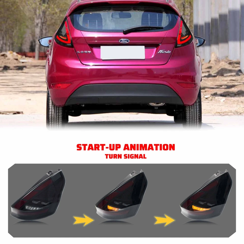 LED Tail Lights for Ford Fiesta Hatchback SE ST 2011-2019 Sequential Rear Lamps - Image 2 of 4