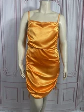 Women's Sleeveless Ruched Side Bodycon Dress - Wild Fable Orange Satin XXL