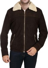 Walking Dead S5 Brown Fur Collar Andrew Lincoln Suede Leather Rick Grimes Jacket