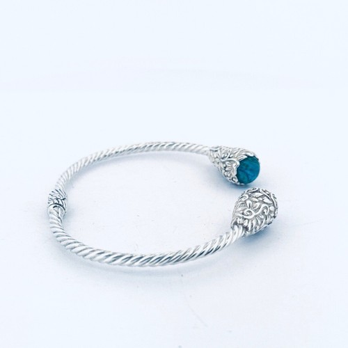 Estate Sterling Silver 925 Hinged Cuff Bracelet with Turquoise Tips 6” 12.2g - Imagen 3 de 12