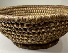 Spiral Round Wicker Woven Basket  Decor 12” Round 4” Deep Farmhouse Cottagecore