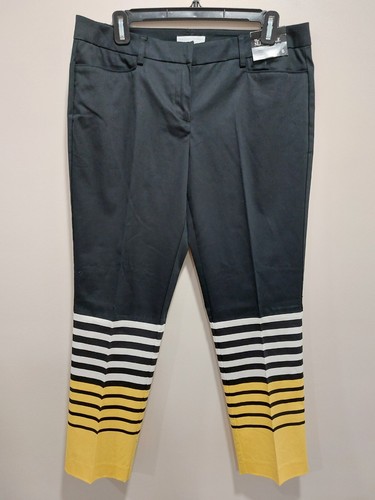 NEW$49.95/NEW YORK&COMPANY/PANTALONI ALLA CAVIGLIA/CAPRI/TAGLIA 6/NERO/GIALLO/BIANCO/ - Foto 4 di 12