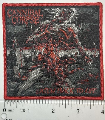 Cannibal Corpse Eaten Back To Life Red Border Woven Patch 