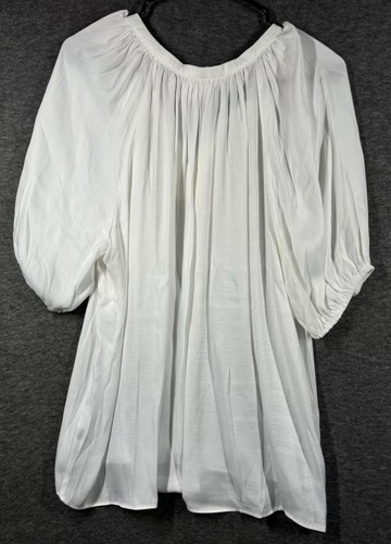 Chelsea & Theodore Silky Excellent Neck Tie Blouse White Women's Size Large - Picture 2 of 8