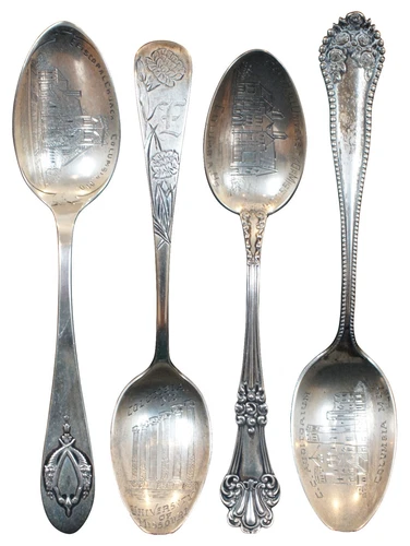 4 Antique Sterling Souvenir Spoons Gorham Lunt Mechanics Missouri Columbia MO