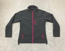 Polar Edge Womens Size M Gray Pink Trim Softshell Jacket Full Zip Up 