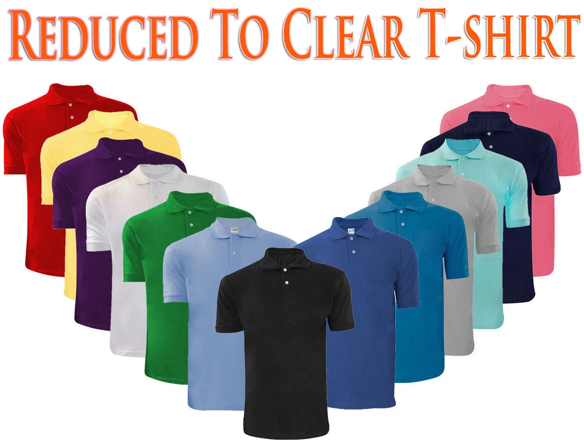 Men Plain Polo Shirts Pique T Shirts Tee Cotton Short Sleeve