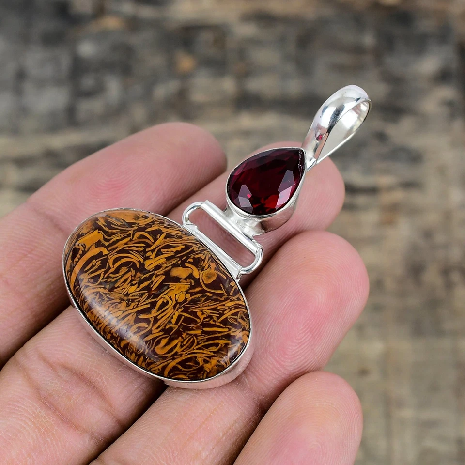 Naturale Mariam Gemma a Mano 925 Pendente Argento Sterling Per Fidanzamento Gift - Immagine 3 di 4