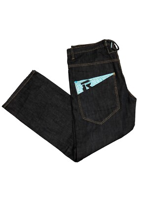 RGTN Mens Y2K Vintage Denim Straight Jeans Streetwear 40x30  Dark Denim wide leg