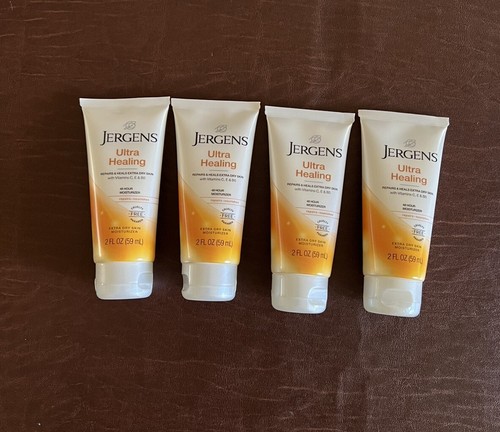 (4) Jergens Body Lotion Ultra Healing Extra Dry Skin Moisturizer, Travel Sz 2oz