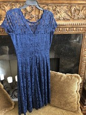 Navy Lace Elegant Dress Size S To XS  Flowy Cottage Core Look