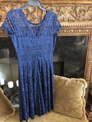 Navy Lace Elegant Dress Size S To XS 